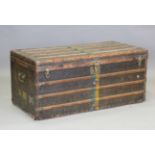 A late 19th century E. Goyard Aîné of Paris wooden bound trunk with overall printed canvas