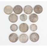 A group of Indian silver coins, comprising an East India Company William IV one rupee 1835, two East