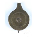 A 19th century steel mounted brass cap dispenser by S. Allport, detailed 'Improved', of circular