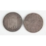 Two William and Mary half-crowns, comprising 1689 and 1692, edge detailed 'Qvarto'.Buyer’s Premium