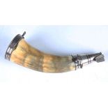 A George III silver mounted military powder horn, the cap end finely engraved '29th Light Infantry