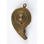 A 19th century steel mounted brass snail-form percussion cap dispenser by James Dixon & Sons,