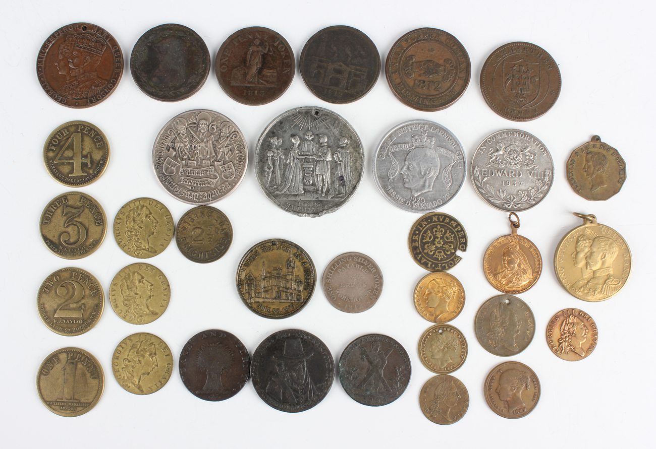 A collection of various 18th, 19th and 20th century tokens and medallions, including a small group - Image 6 of 6