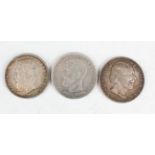 A collection of various European silver and white metal coinage, including a Romania five lei