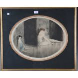 Louis Icart - French Doll/Poupé Moderne, oval colour etching circa 1926, signed in pencil and with