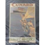 Odin Rosenvinge - 'Cunard, Europe-America' (Ocean Liner Travel Poster), lithograph in colours,