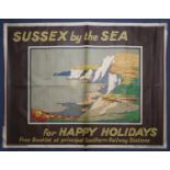 Augustus William Enness - 'Sussex by the Sea, for Happy Holidays', lithograph in colours,