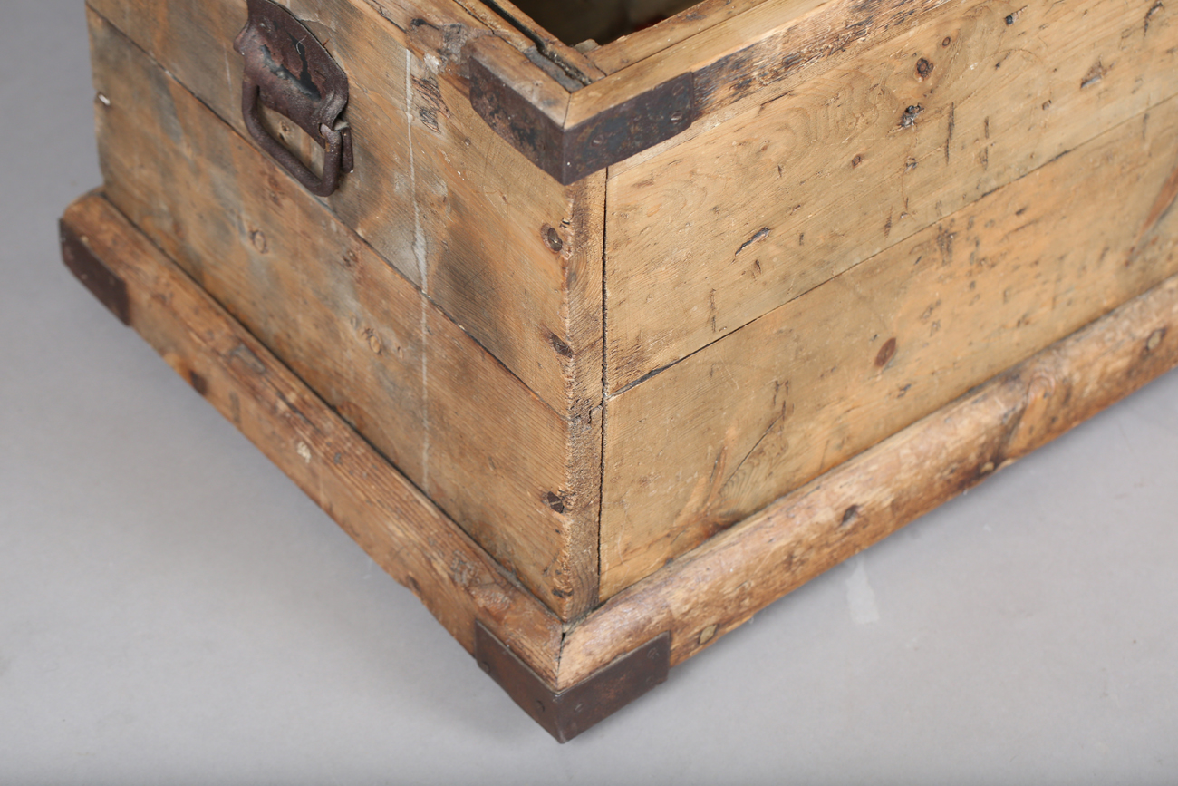 An early 20th century pine trunk, width 76cm, together with a small pine stool, width 37cm.Buyer’s - Image 7 of 9