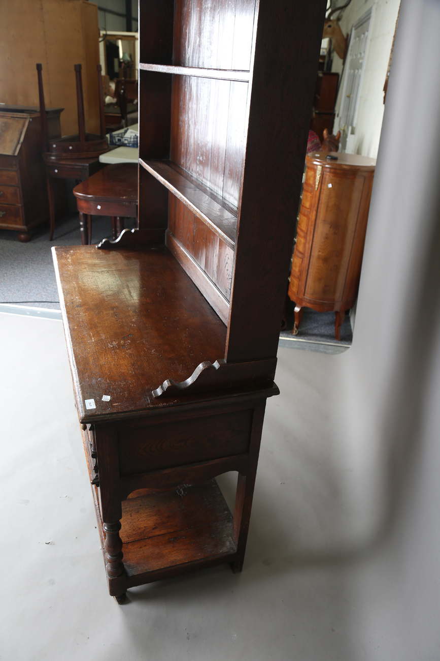 A 20th century William and Mary style oak dresser, the two drawers with applied geometric mouldings, - Image 11 of 13