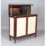 A Regency rosewood chiffonier, the mirror back raised on cast bronze baluster supports, the two