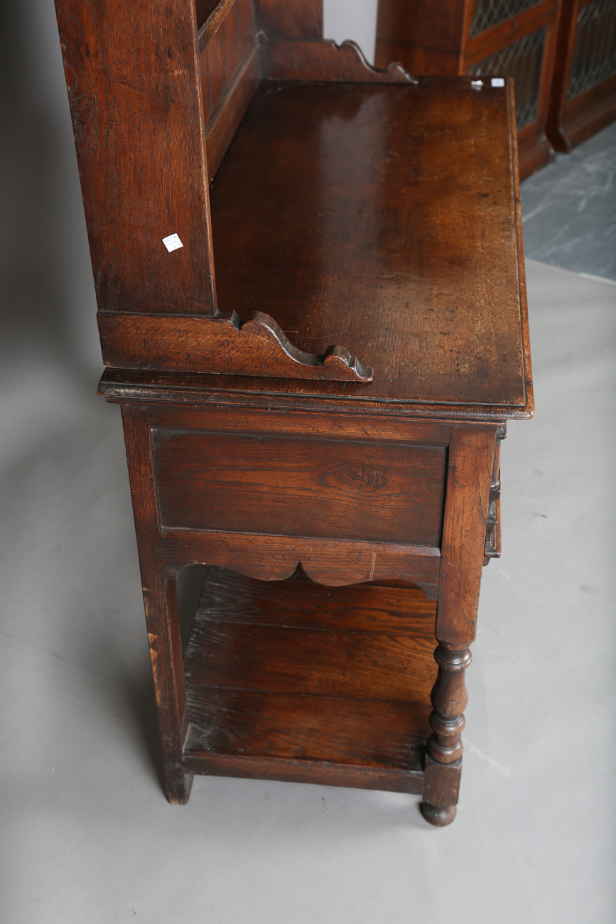 A 20th century William and Mary style oak dresser, the two drawers with applied geometric mouldings, - Image 10 of 13