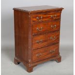 A 20th century George III style mahogany chest of oak-lined drawers, height 81cm, width 59cm,