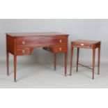 A good late 20th century George III style mahogany side table with crossbanded borders, height 66cm,