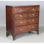 A George III mahogany chest of oak-lined drawers, height 107cm, width 107cm, depth 48cm. Note: