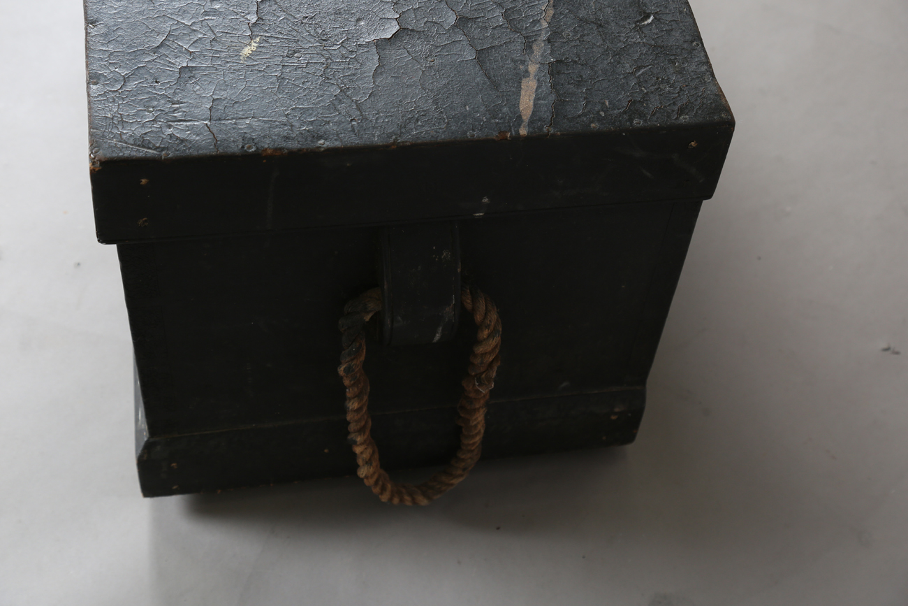 A late 19th/early 20th century black painted teak seaman's chest with rope handles, height 48cm, - Image 10 of 11