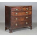 A George III mahogany chest of oak-lined drawers, height 101cm, width 104cm, depth 49cm.Buyer’s