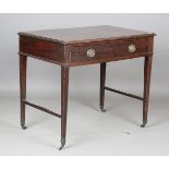A George III mahogany draughtsman's table, the hinged top with ratchet support above a single frieze