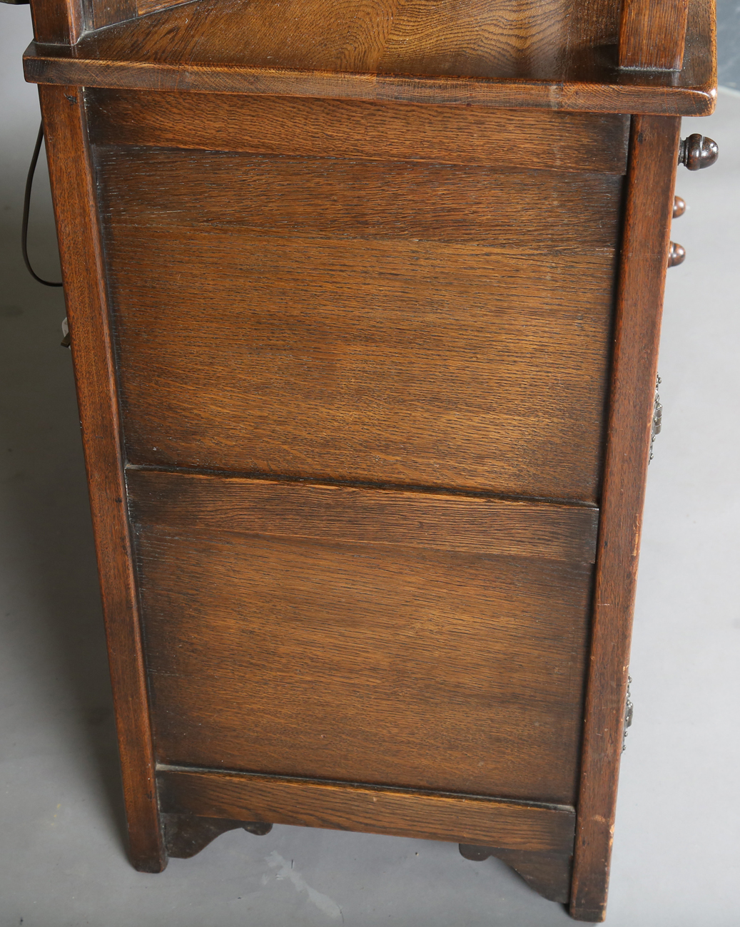 A 20th century Jacobean Revival oak court cupboard, height 134cm, width 122cm, depth 48cm.Buyer’s - Image 11 of 12