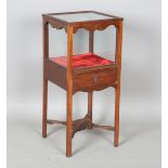 A George III mahogany washstand, converted to a glazed display case, fitted with a drawer, height