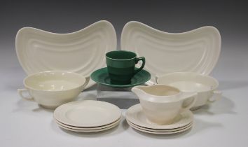 A Wedgwood Etruria annular matt green coffee cup and saucer, 1930s, designed by Tom Wedgwood and