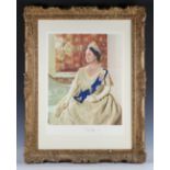 AUTOGRAPHS. Queen Elizabeth, the Queen Mother. A colour print signed by the Queen Mother in blue ink