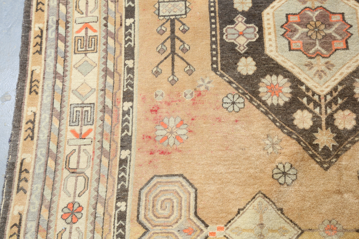 A South-west Persian rug, mid-20th century, the faded yellow field with two lozenge medallions, - Image 8 of 11