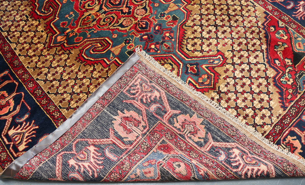 A Hamadan rug, North-west Persia, late 20th century, the sand-coloured field with a shaped - Image 2 of 6