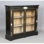 A late Victorian ebonized pier cabinet with gilt metal mounts and inset Sèvres style porcelain