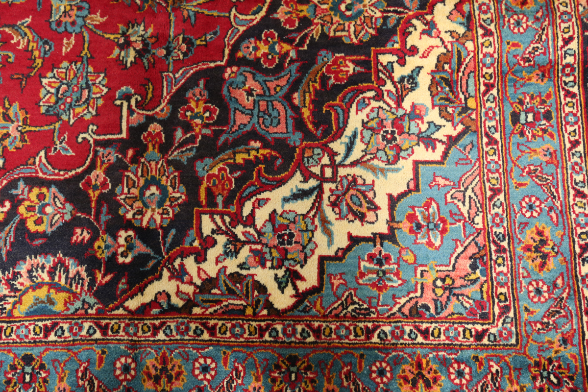 A Kashan carpet, Central Persia, mid/late 20th century, the red field with a shaped medallion, - Image 4 of 5