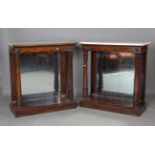 A pair of Regency rosewood pier tables, in the manner of Gillows of Lancaster, each white marble top