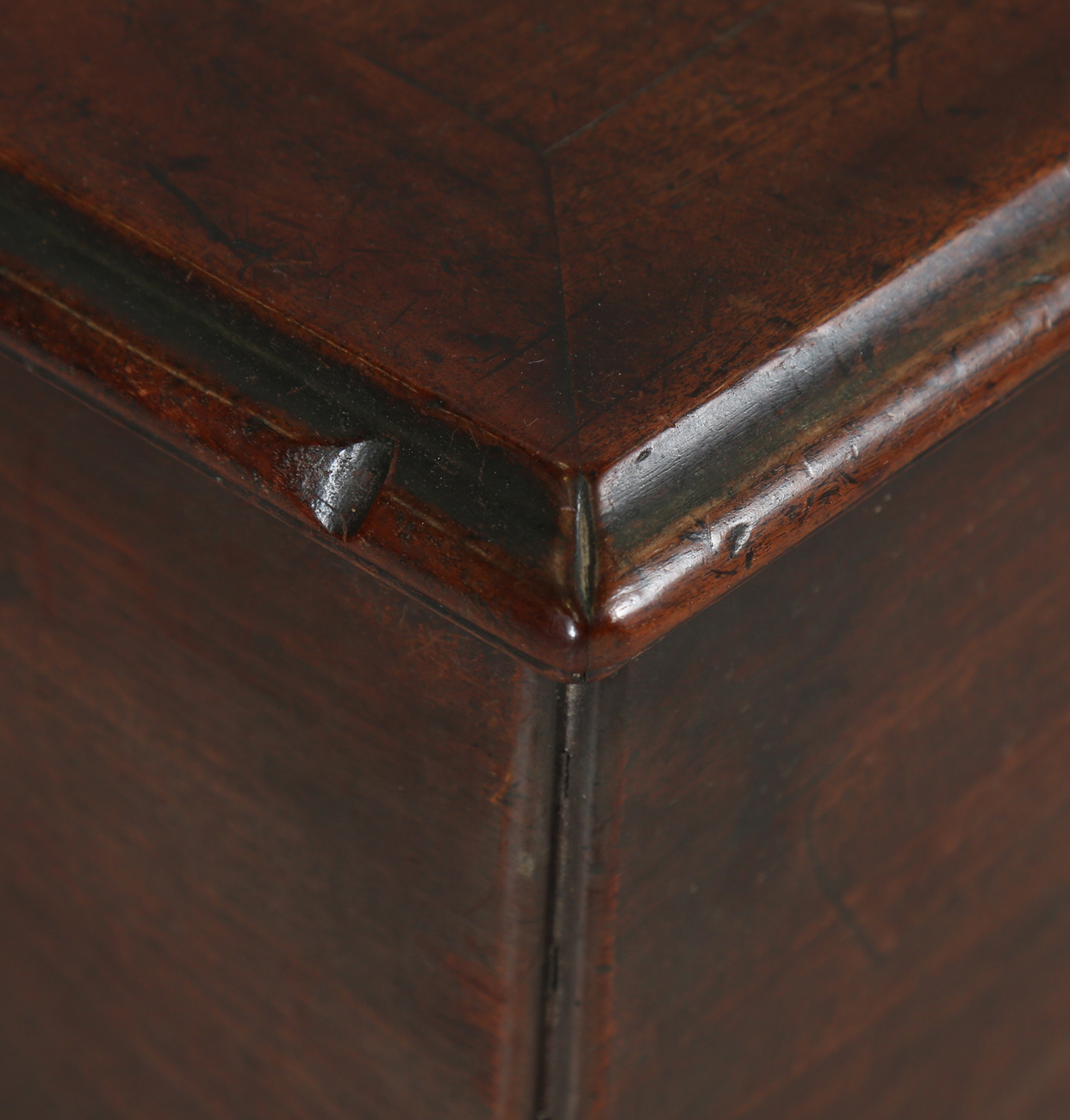 A George III mahogany trunk, the hinged lid above applied handles (one missing), raised on carved - Image 12 of 13