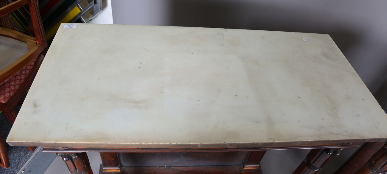 A pair of Regency rosewood pier tables, in the manner of Gillows of Lancaster, each white marble top - Image 22 of 22
