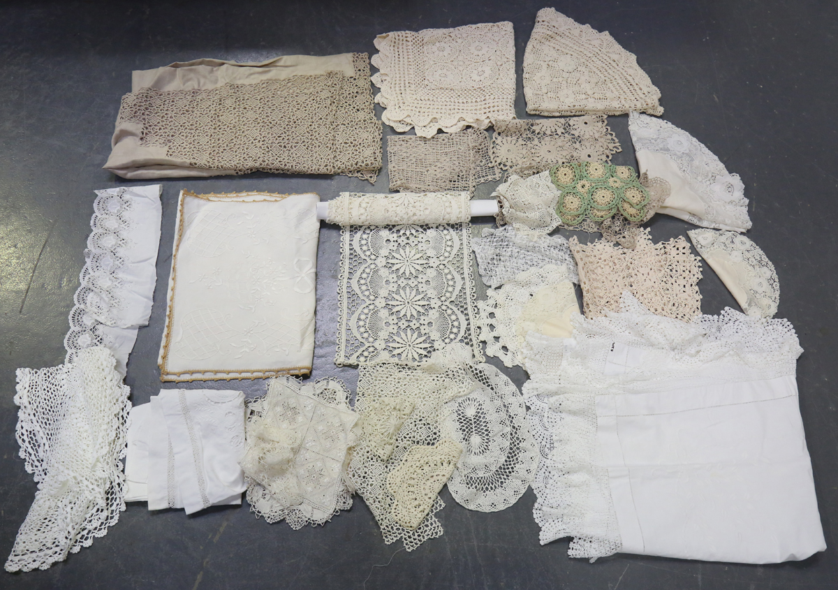 A collection of whitework, including mainly crochet work tablecloths and other table linen.Buyer’s - Image 7 of 13