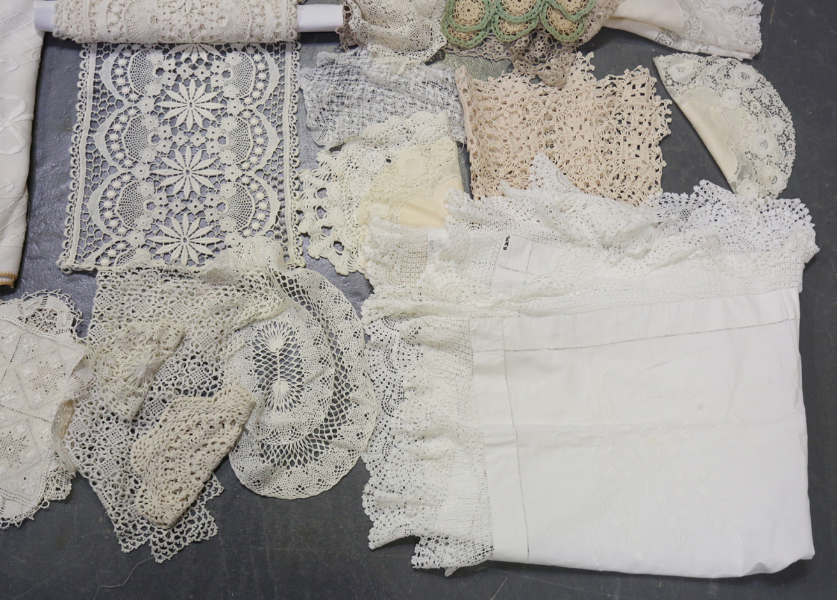 A collection of whitework, including mainly crochet work tablecloths and other table linen.Buyer’s - Image 3 of 13