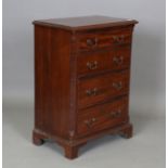 A 20th century George III style mahogany narrow chest of four oak-lined drawers, height 81cm,