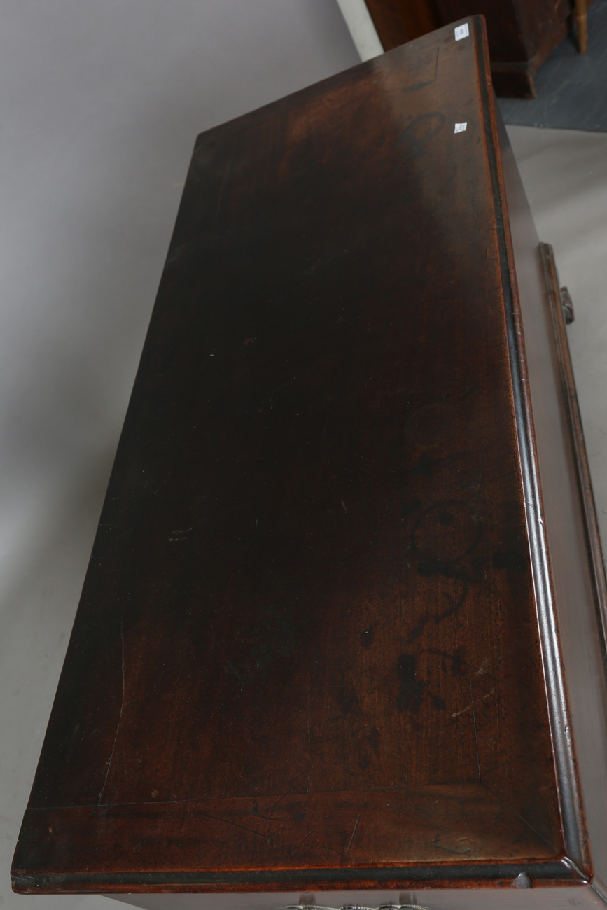 A George III mahogany trunk, the hinged lid above applied handles (one missing), raised on carved - Image 13 of 13