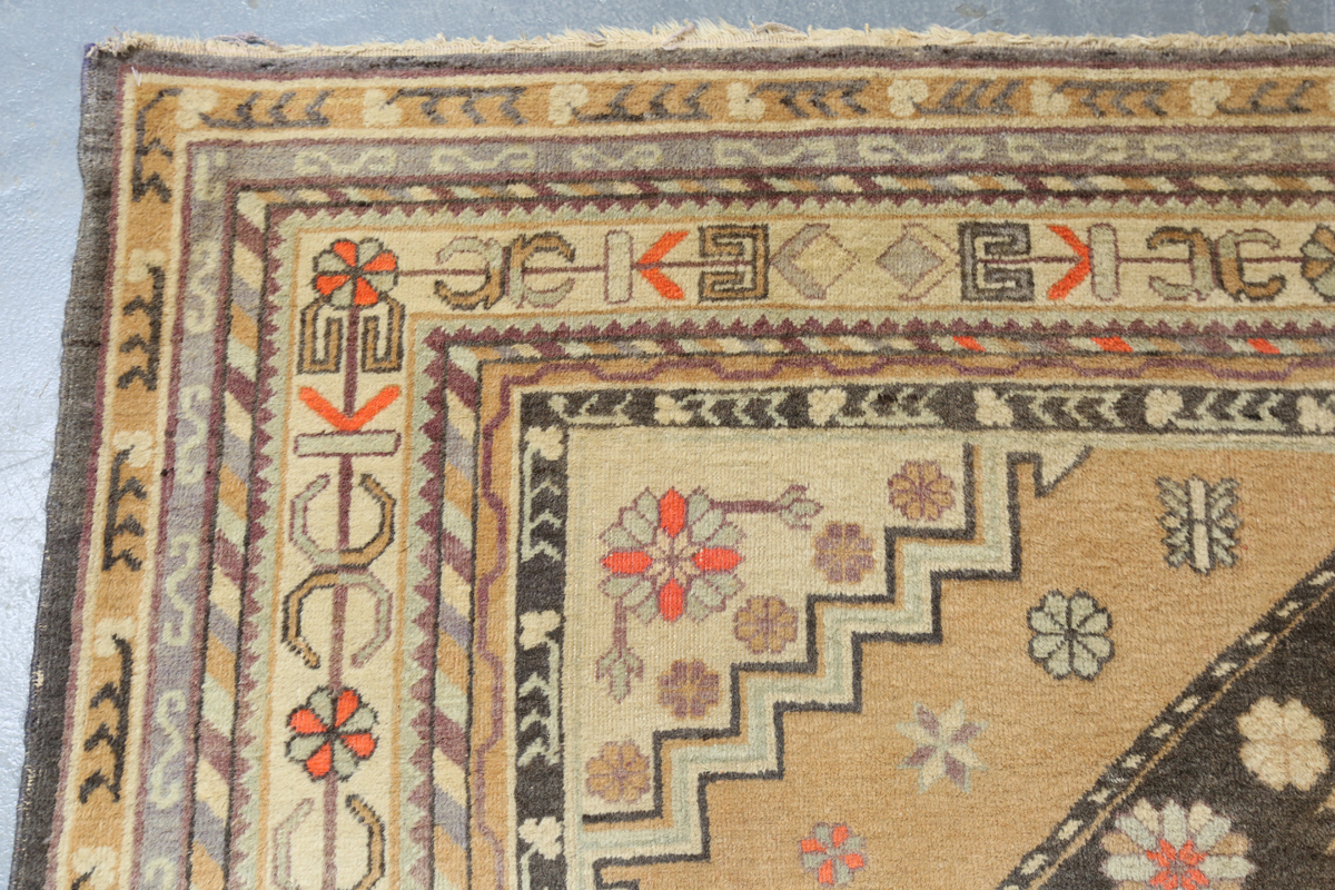 A South-west Persian rug, mid-20th century, the faded yellow field with two lozenge medallions, - Image 11 of 11
