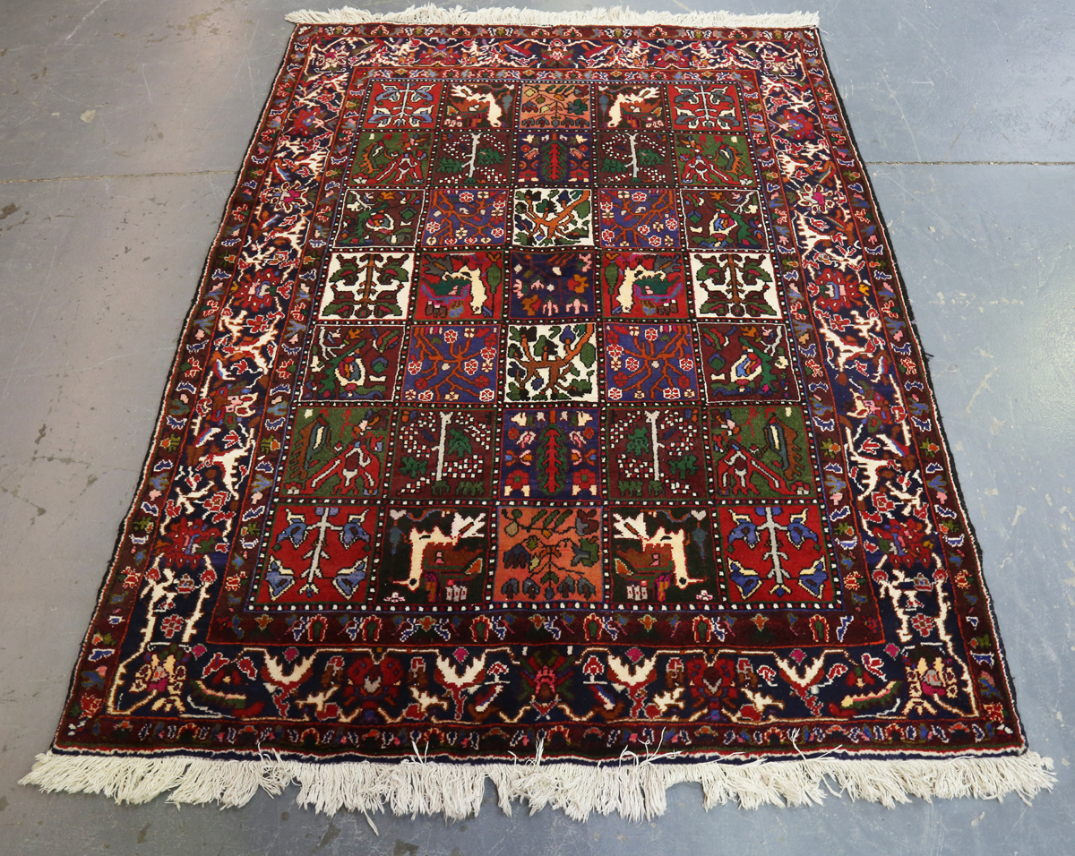 A Bakhtiari garden design rug, North-west Persia, late 20th century, the compartmentalized field