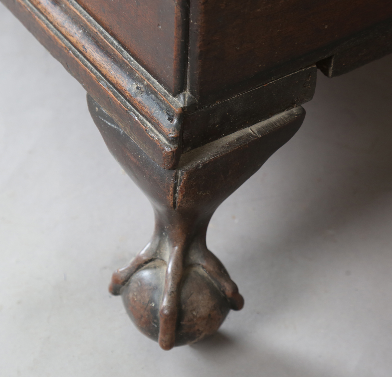A George III mahogany trunk, the hinged lid above applied handles (one missing), raised on carved - Image 2 of 13