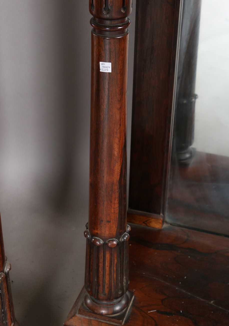 A pair of Regency rosewood pier tables, in the manner of Gillows of Lancaster, each white marble top - Image 7 of 22