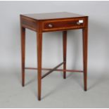 A 20th century George III style mahogany and satinwood crossbanded side table with boxwood stringing