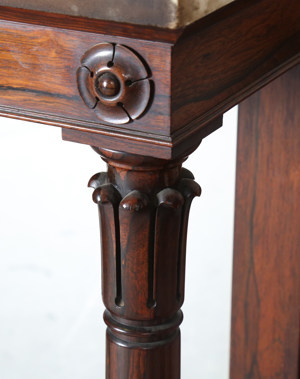 A pair of Regency rosewood pier tables, in the manner of Gillows of Lancaster, each white marble top - Image 16 of 22