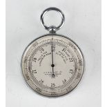 An early 20th century chrome plated pocket barometer altimeter, the silvered dial inscribed 'J.H.