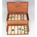 A collection of sixty microscope specimen slides, late Victorian and later, including entomological,