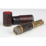 A Victorian brass and leather bound six-draw telescope, detailed 'E. Lennie Edinburgh', extended