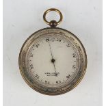 A late 19th century gilt lacquered brass pocket barometer altimeter, the silvered dial inscribed 'M.