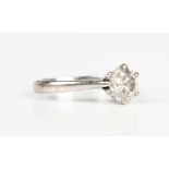 An 18ct gold and diamond solitaire ring, claw set with a circular cut diamond, weight 3.8g, ring