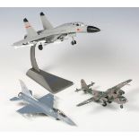 A Dragon Wings 1:72 scale model F-16C Fighting Falcon, together with ten other model aircraft.