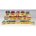 Seventy-two Matchbox Series 1-75 cars and commercial vehicles, including two No. 6 Euclid quarry