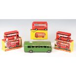 A small collection of diecast vehicles, comprising two Lonestar Routemaster buses, Budgie No. 236